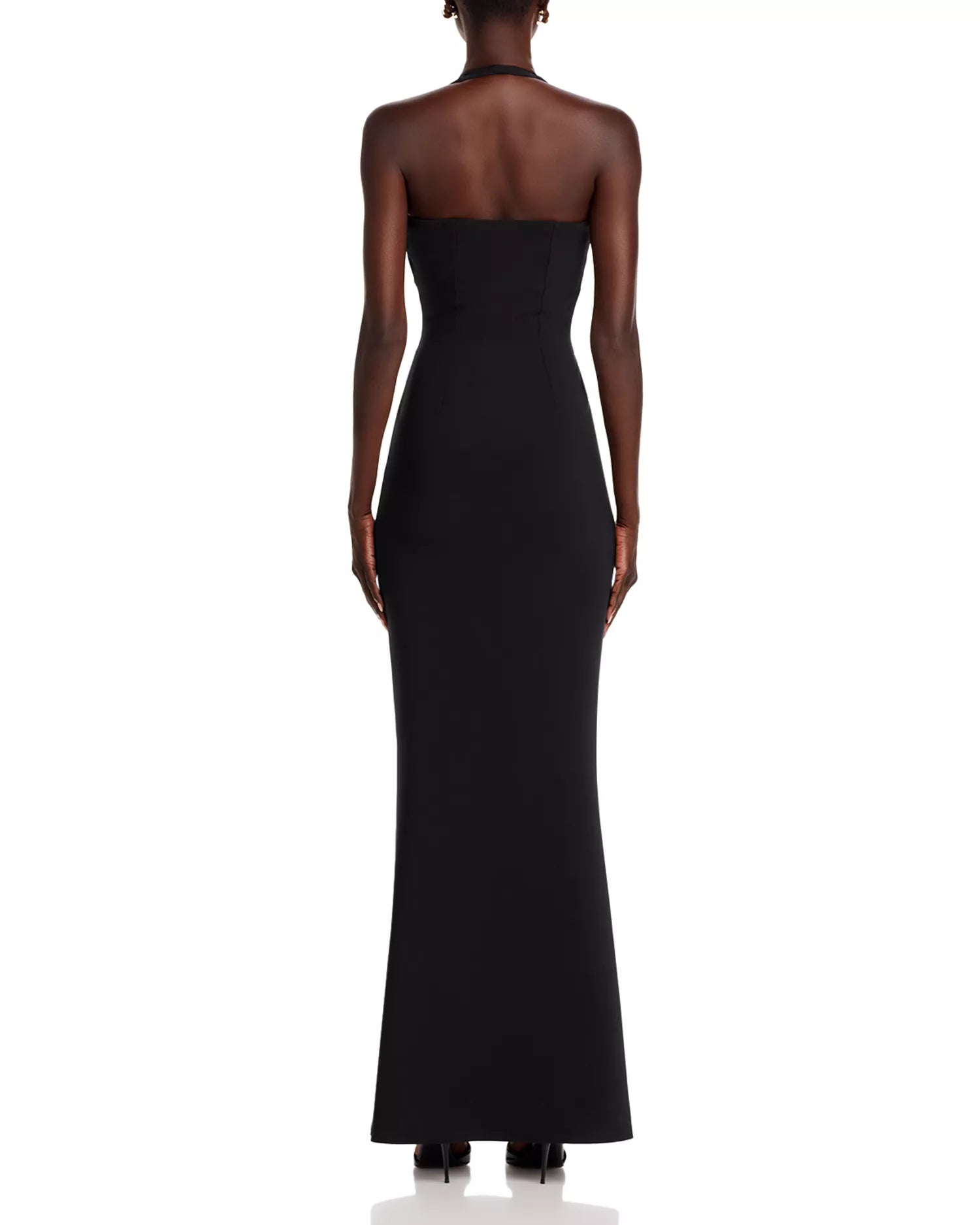 Classic Sheath Halter Neck Sleeveless Open Back Floor Length For Ladies Prom Dress