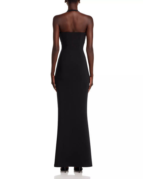 Classic Sheath Halter Neck Sleeveless Open Back Floor Length For Ladies Prom Dress