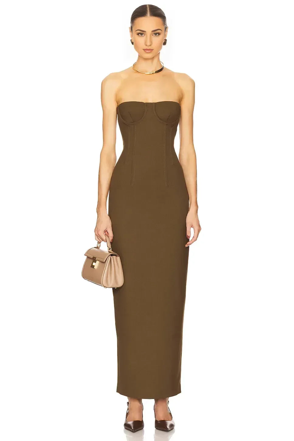 Classic Sheath Strapless Sleeveless Zipper Back Floor Length Evening Dress