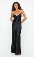 Luminous Sheath V Neck Spaghetti Strap Tie Open Back Floor Length Hot sale Prom Dress