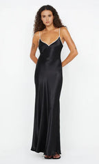 Luminous Sheath V Neck Spaghetti Strap Tie Open Back Floor Length Hot sale Prom Dress