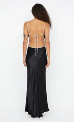 Luminous Sheath V Neck Spaghetti Strap Tie Open Back Floor Length Hot sale Prom Dress