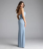 Classic Trumpet Strapless Sleeveless Open Back Floor Length Prom Dress