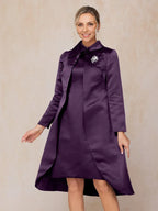 2 Pieces Scoop-neck Long Sleeves Knee-Length Mother of the Bride Dress