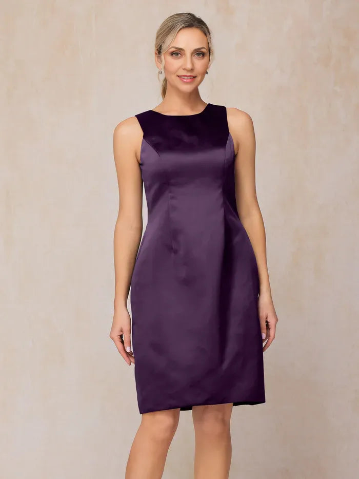 2 Pieces Scoop-neck Long Sleeves Knee-Length Mother of the Bride Dress