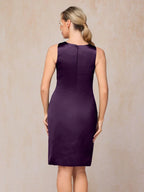 2 Pieces Scoop-neck Long Sleeves Knee-Length Mother of the Bride Dress