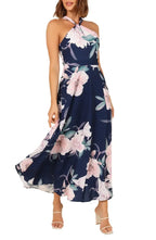 A-Line Halter Neck Sleeveless Backless Ankle-Length Prom Dress