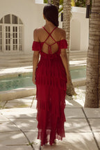 A-Line Off The Shoulder Sleeveless Ruffles Asymmetrical-Length Prom Dress