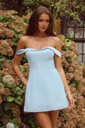 A-Line/Princess Off the shoulder Neck Sleeveless Open Back Short-Mini Homecoming Dress