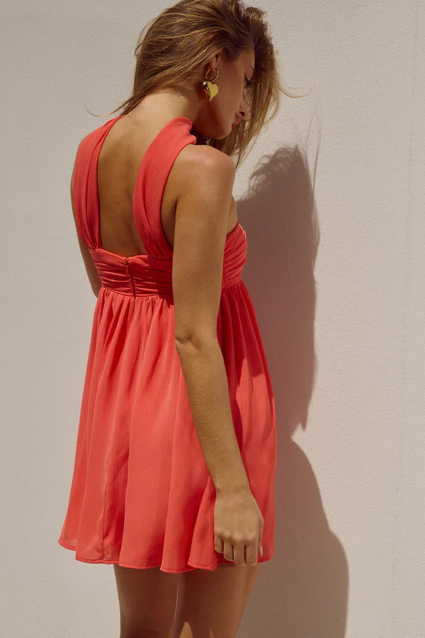 A-Line/Princess Reverse Halter Neck Sleeveless Zipper Up Short-Mini Homecoming Dress