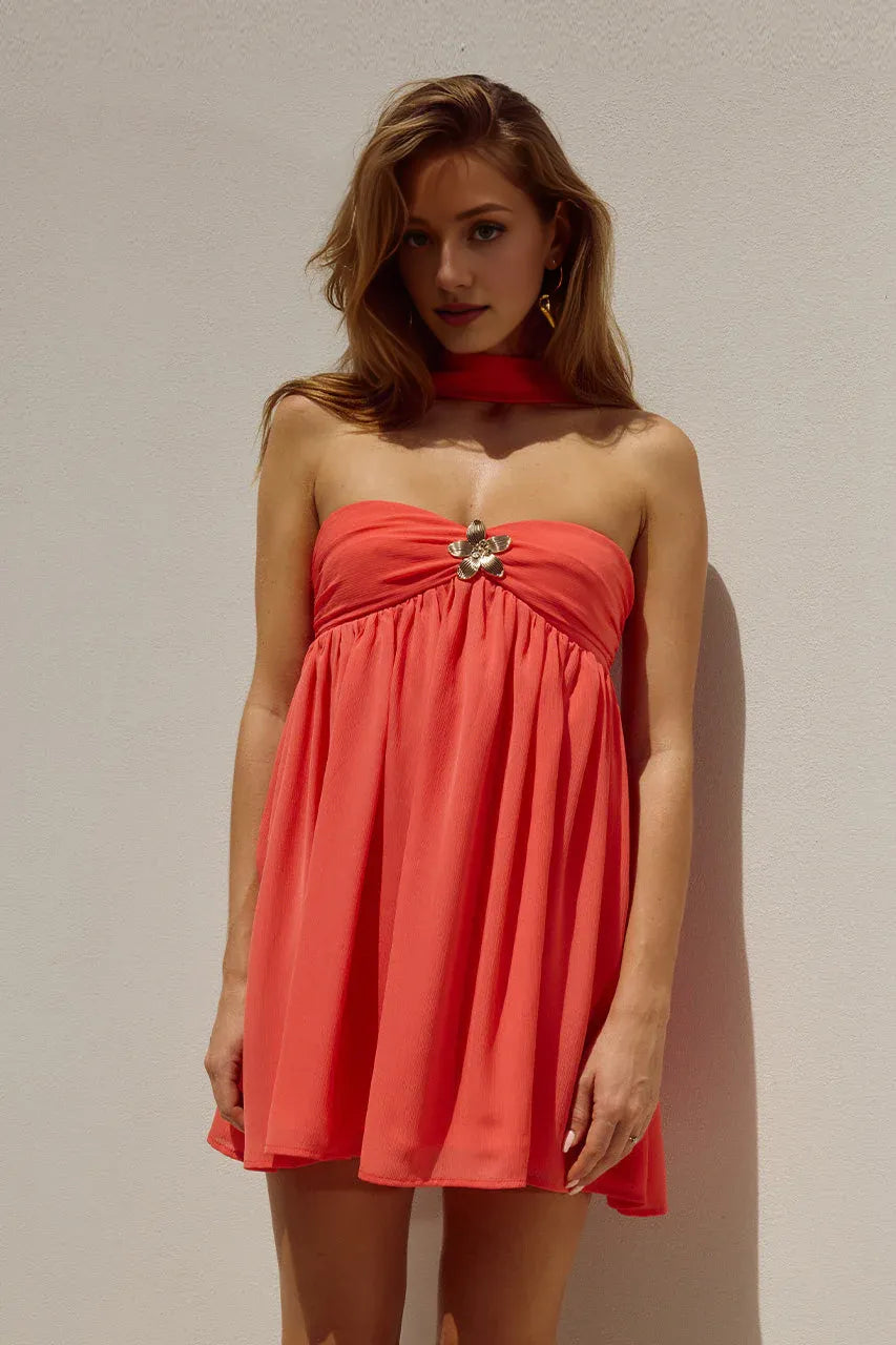 A-Line/Princess Reverse Halter Neck Sleeveless Zipper Up Short-Mini Homecoming Dress