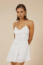 A-Line/Princess Spaghetti Straps Sleeveless Crisscross Back Short-Mini Homecoming Dress