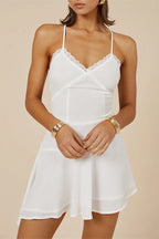 A-Line/Princess Spaghetti Straps Sleeveless Crisscross Back Short-Mini Homecoming Dress