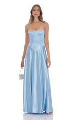 A-Line/Princess Square Neck Sleeveless Backless Floor-Length Prom Dress