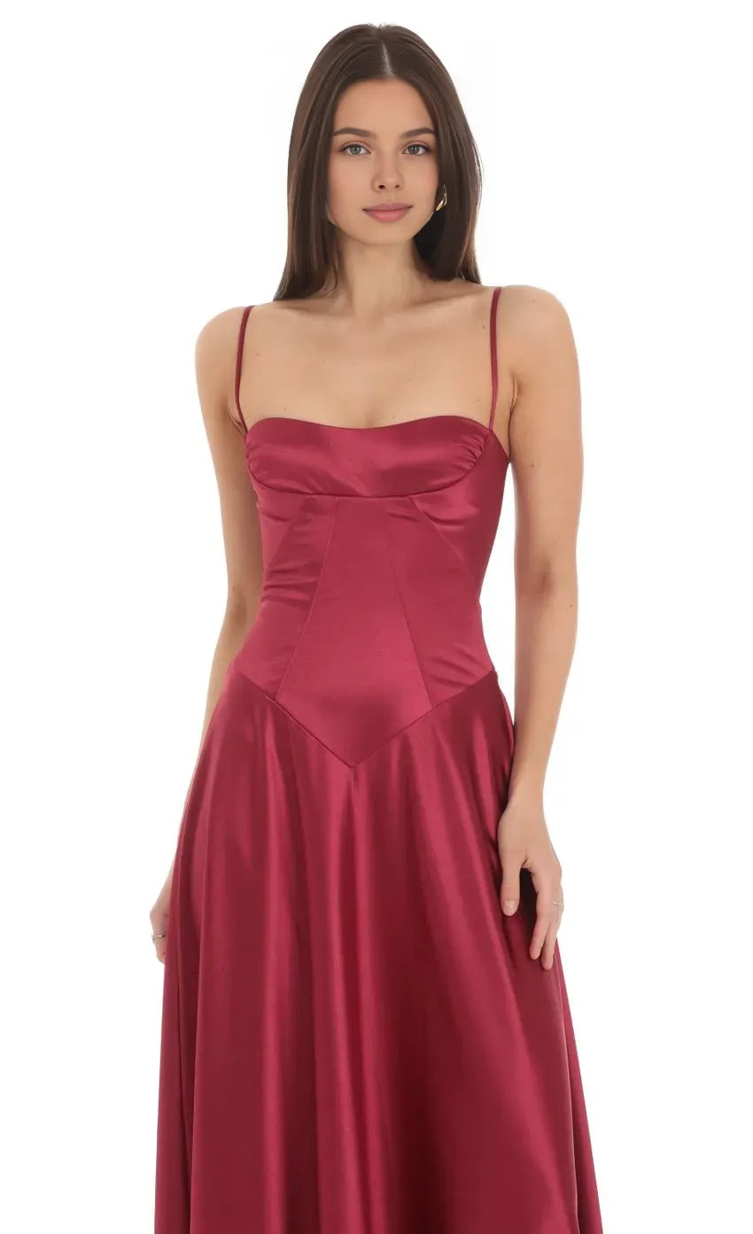 A-Line/Princess Square Neck Sleeveless Backless Floor-Length Prom Dress