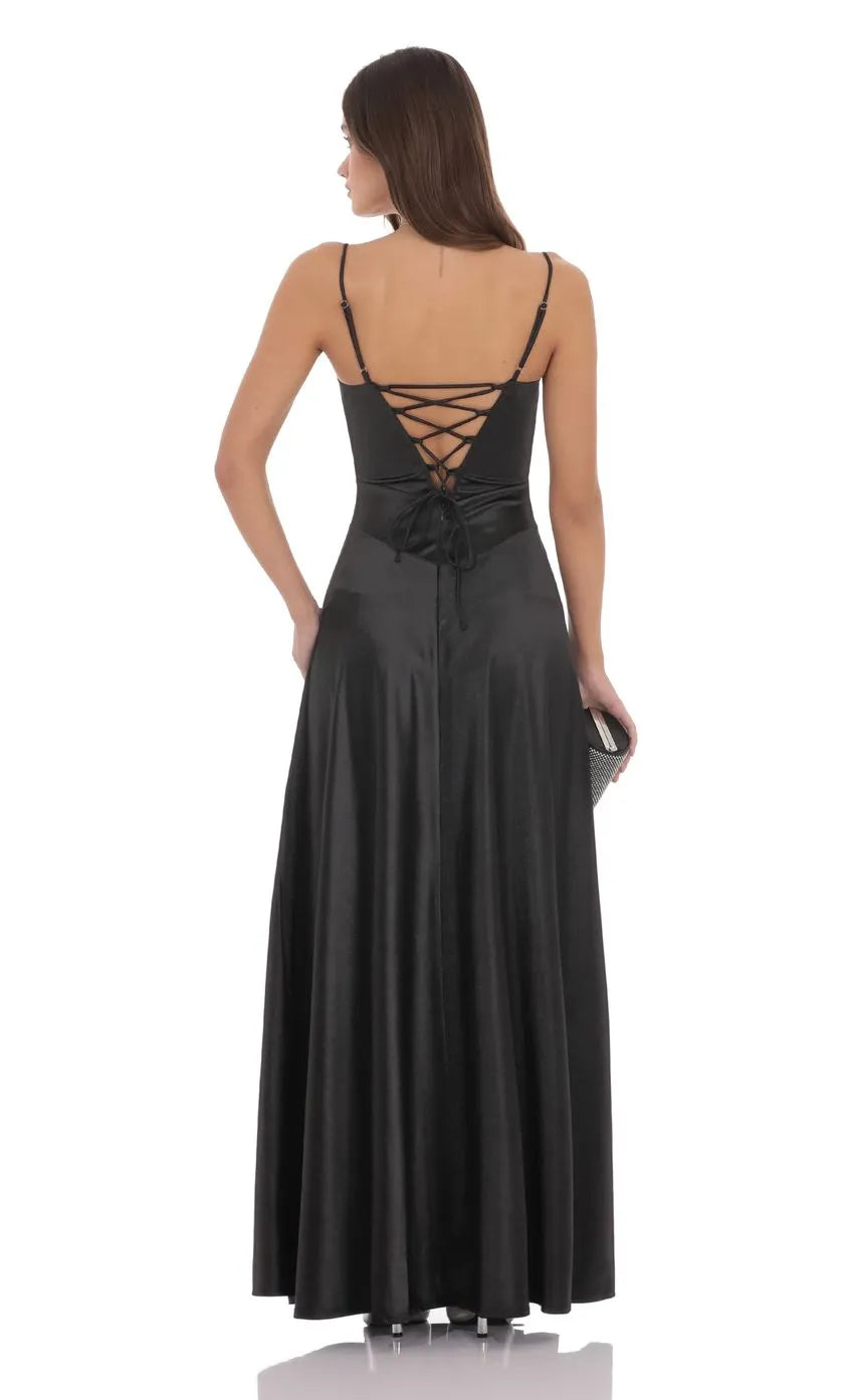 A-Line/Princess Square Neck Sleeveless Backless Floor-Length Prom Dress