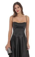 A-Line/Princess Square Neck Sleeveless Backless Floor-Length Prom Dress