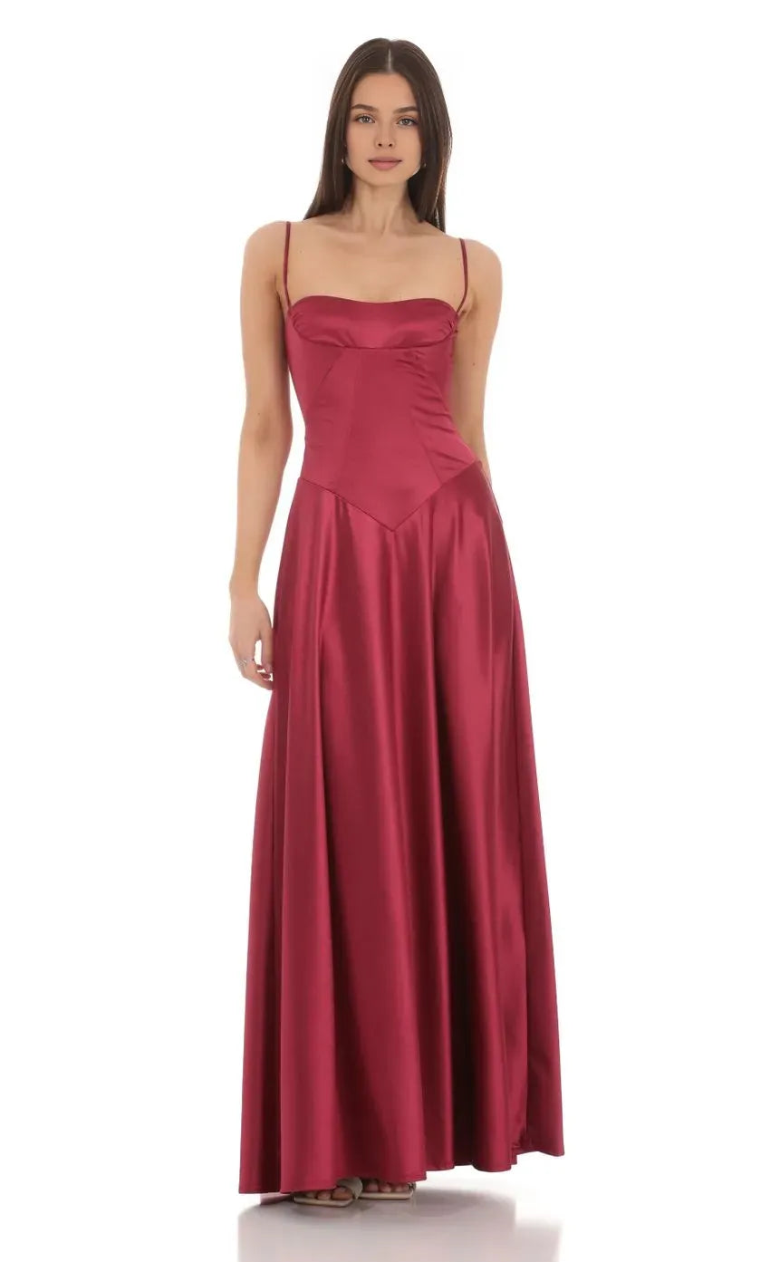 A-Line/Princess Square Neck Sleeveless Backless Floor-Length Prom Dress
