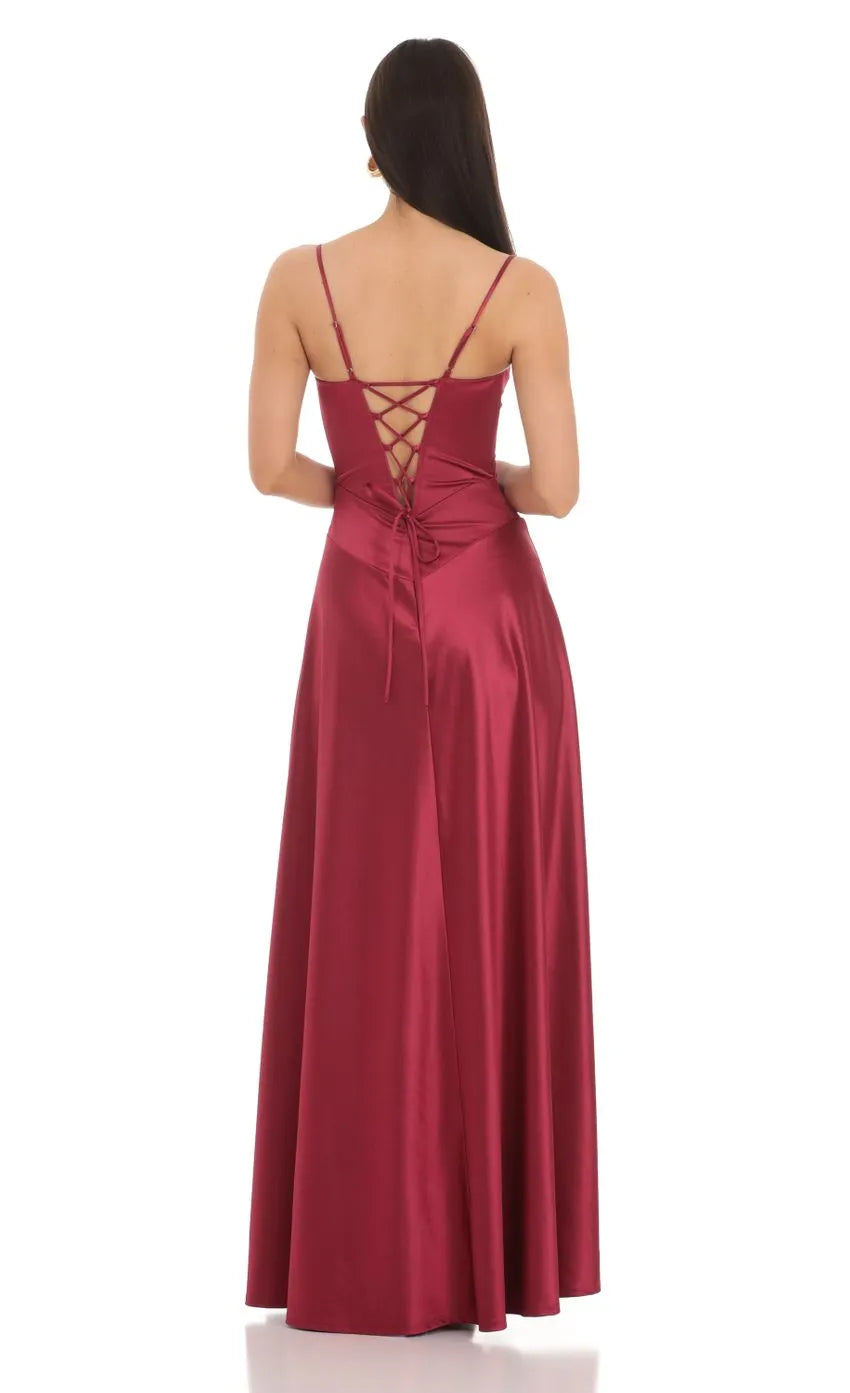 A-Line/Princess Square Neck Sleeveless Backless Floor-Length Prom Dress