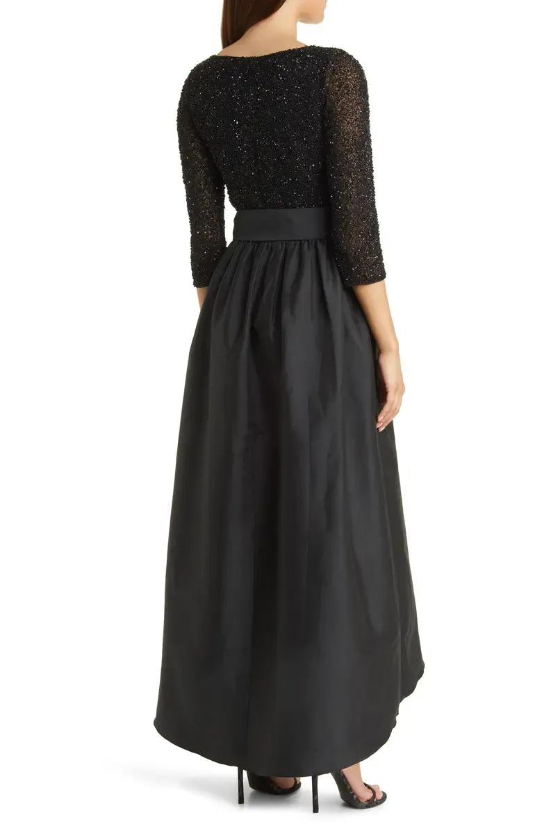 A-Line Scoop Neck Long Sleeve Ankle-Length Prom Dress