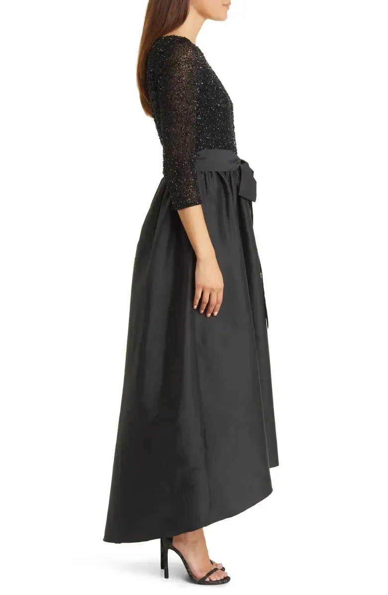A-Line Scoop Neck Long Sleeve Ankle-Length Prom Dress