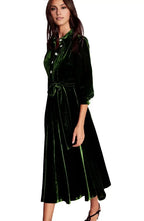 A-Line Shirt Collared Long Sleeve Ankle-Length Prom Dress