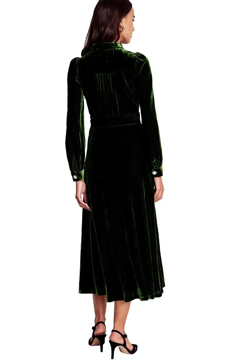 A-Line Shirt Collared Long Sleeve Ankle-Length Prom Dress