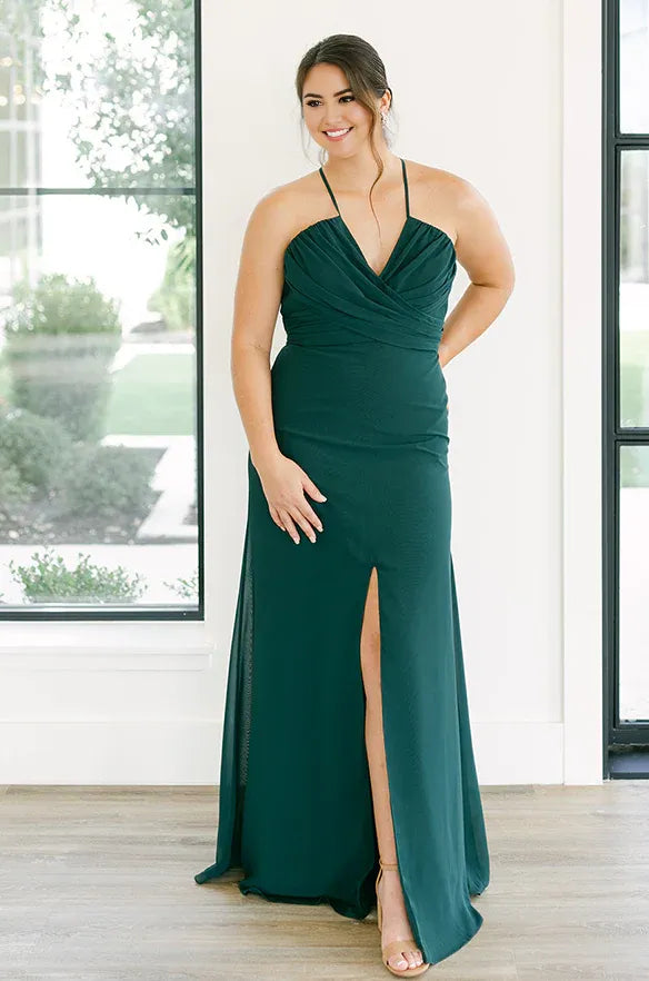 A-Line Spaghetti Straps Sleeveless Floor-Length Plus Size Prom Dress