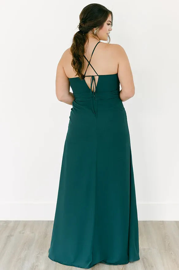 A-Line Spaghetti Straps Sleeveless Floor-Length Plus Size Prom Dress