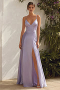 A-Line Spaghetti Straps Sleeveless Floor-Length Prom Dress