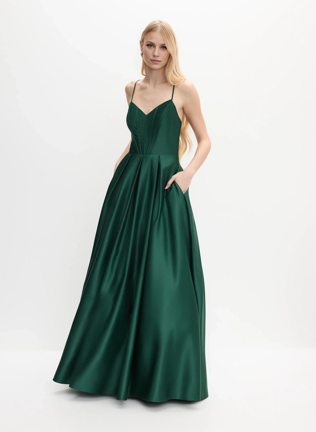 A-Line Spaghetti Straps Sleeveless Floor-Length Prom Dress
