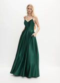 A-Line Spaghetti Straps Sleeveless Floor-Length Prom Dress