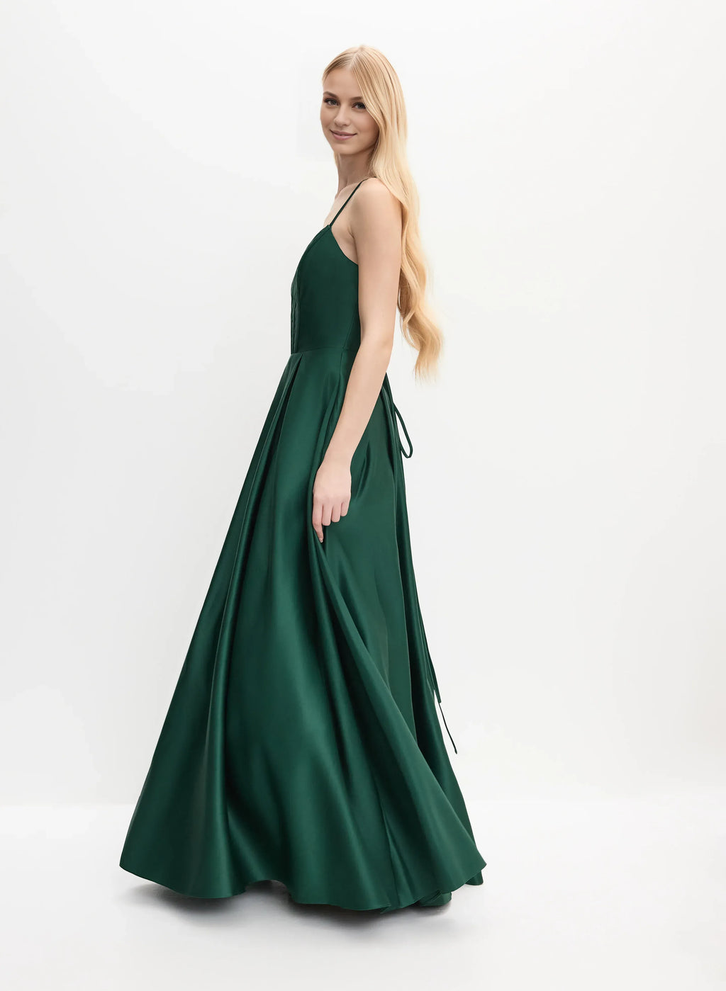 A-Line Spaghetti Straps Sleeveless Floor-Length Prom Dress