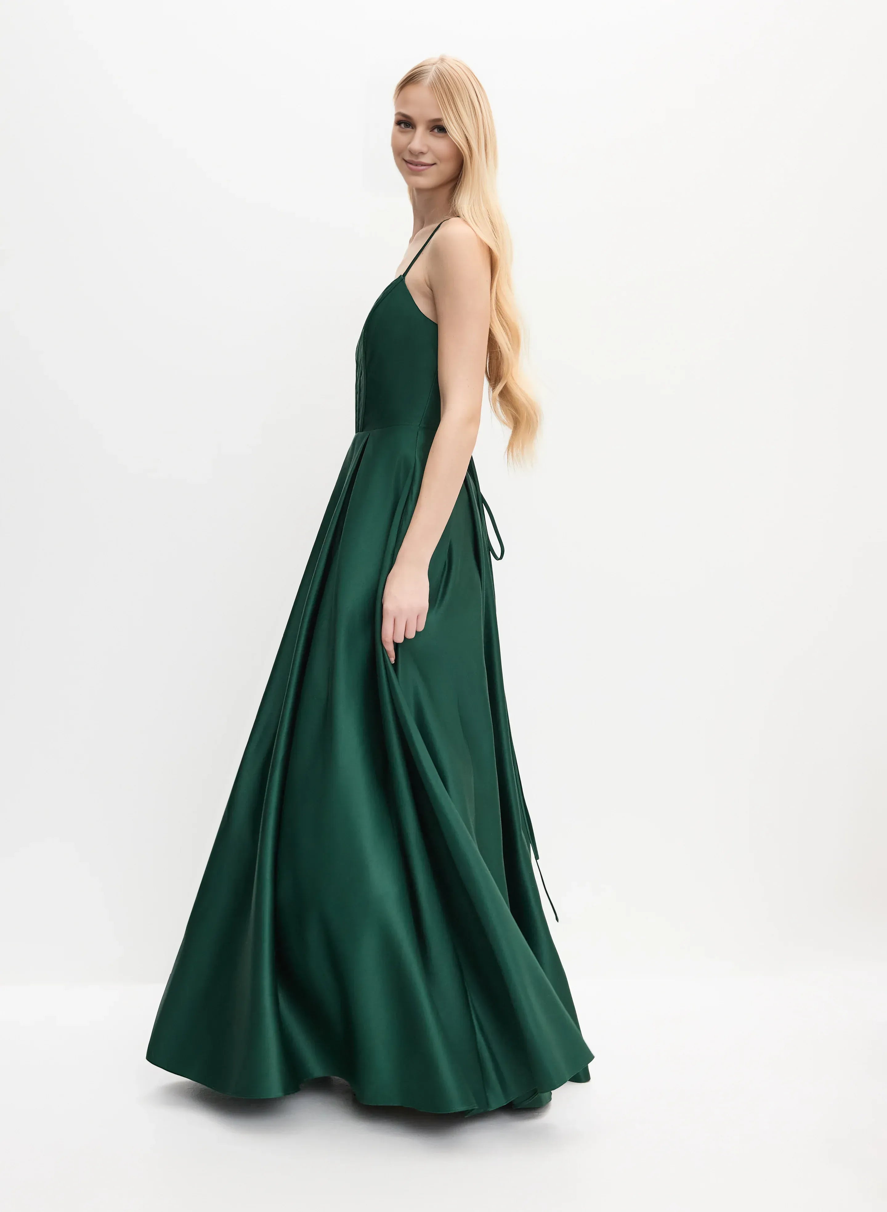 A-Line Spaghetti Straps Sleeveless Floor-Length Prom Dress