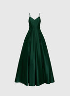 A-Line Spaghetti Straps Sleeveless Floor-Length Prom Dress