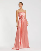 A-Line Strapless Sleeveless Zipper Up Sweep/Brush Train Prom Dress