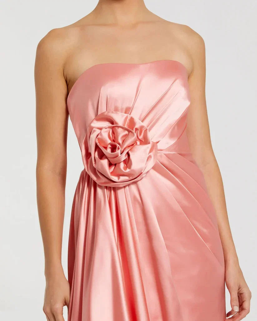 A-Line Strapless Sleeveless Zipper Up Sweep/Brush Train Prom Dress