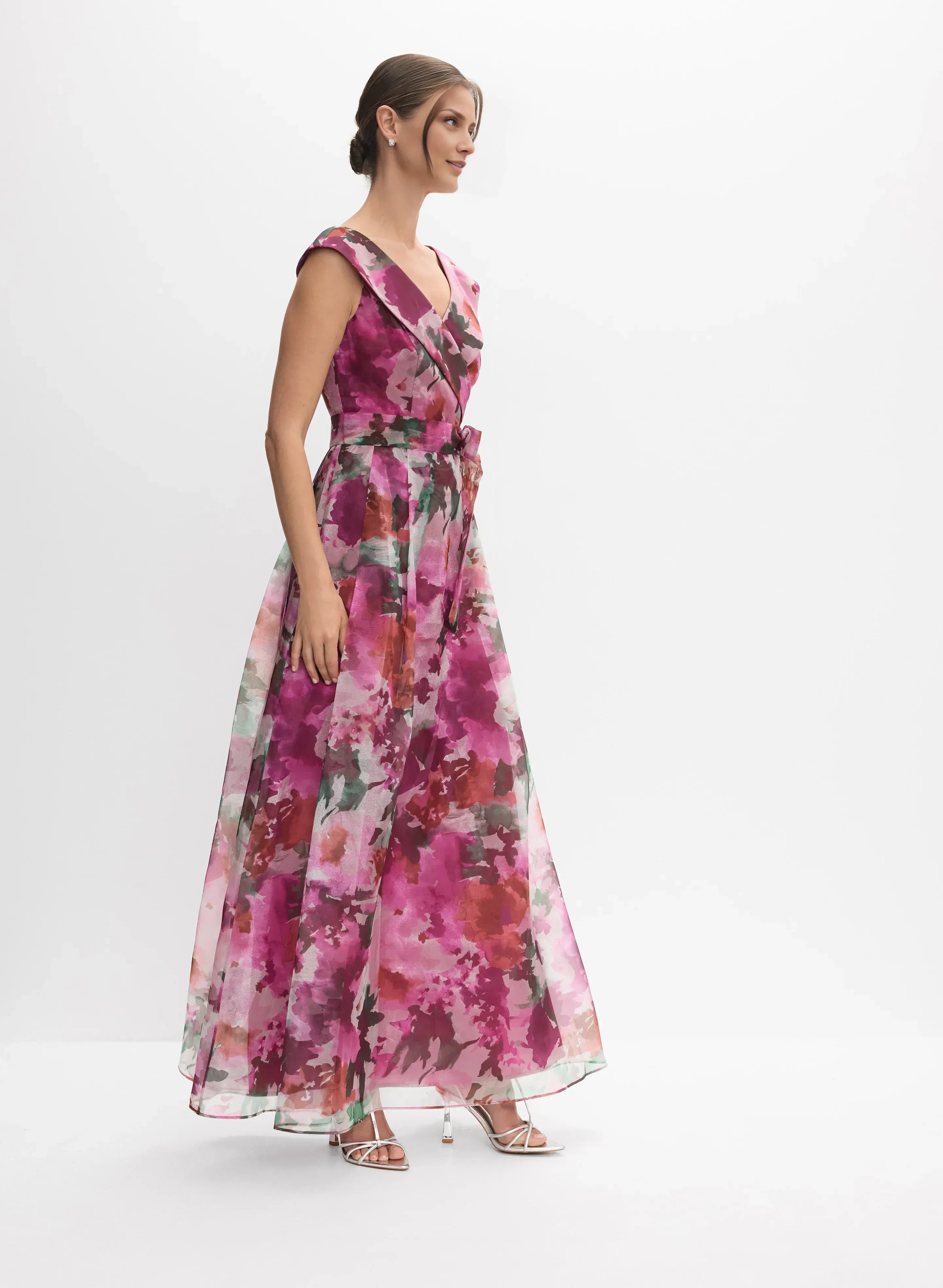 A-Line V-Neck Sleeveless Zipper Up Floor-Length Prom Dress