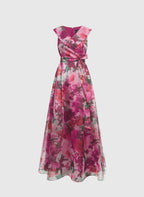 A-Line V-Neck Sleeveless Zipper Up Floor-Length Prom Dress