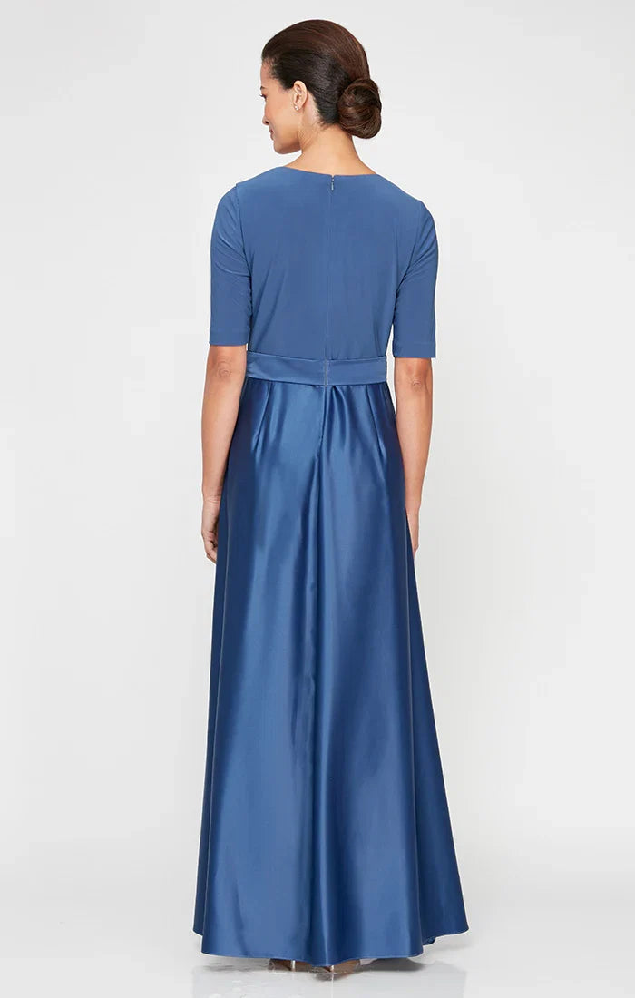 A-Line V Neck Short Sleeve Floor-Length Mother of the Bride Dress