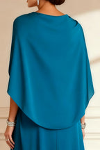 Bodycon V Neck Cape Appliques Floor-Length Mother of the Bride Dress