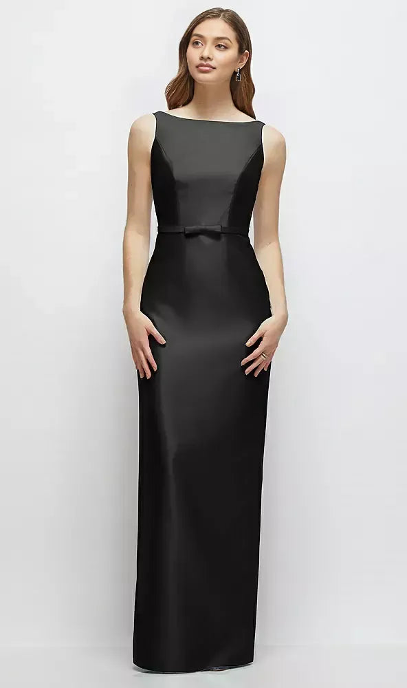 Column Bateau Neck Sleeveless V Back Floor-Length Mother of the Bride Dress
