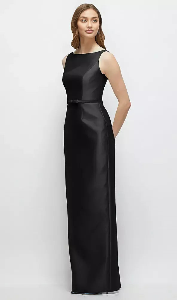 Column Bateau Neck Sleeveless V Back Floor-Length Mother of the Bride Dress