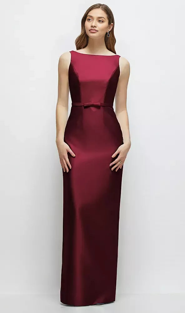 Column Bateau Neck Sleeveless V Back Floor-Length Mother of the Bride Dress