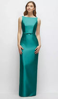 Column Bateau Neck Sleeveless V Back Floor-Length Mother of the Bride Dress