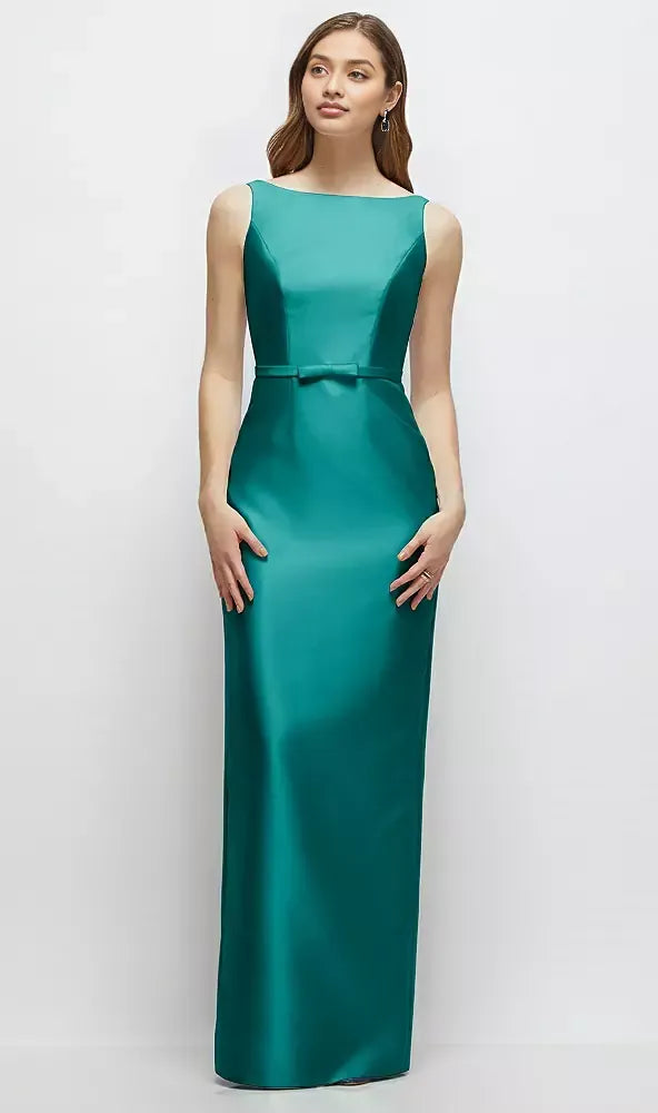 Column Bateau Neck Sleeveless V Back Floor-Length Mother of the Bride Dress