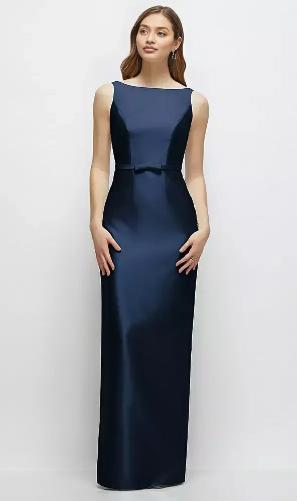 Column Bateau Neck Sleeveless V Back Floor-Length Mother of the Bride Dress