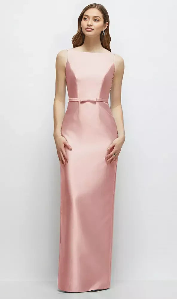 Column Bateau Neck Sleeveless V Back Floor-Length Mother of the Bride Dress