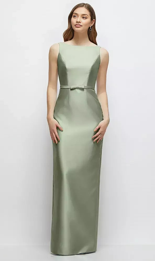Column Bateau Neck Sleeveless V Back Floor-Length Mother of the Bride Dress