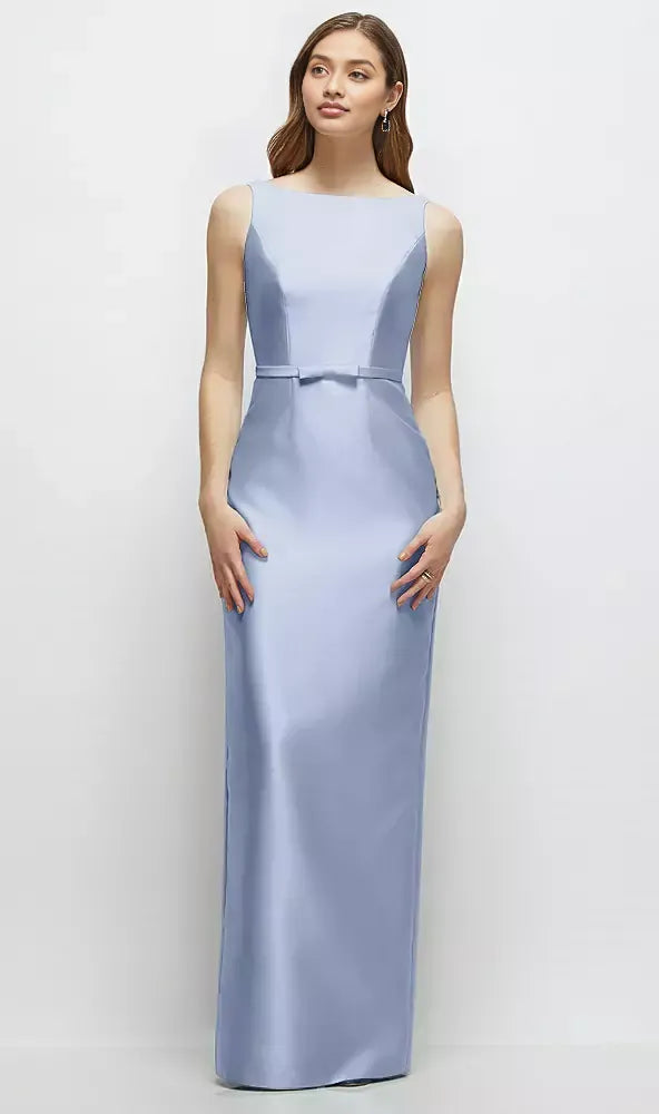 Column Bateau Neck Sleeveless V Back Floor-Length Mother of the Bride Dress